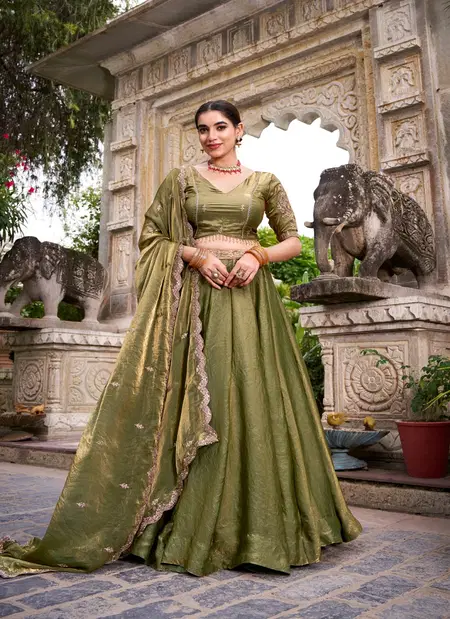 Green Colour Elakshi Fendi Embroidery Work Lehenga Choli Lnb1440